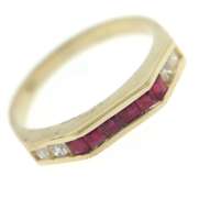 Chic 14kt YG Ruby and Diamond Channel Set Ring