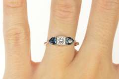 14K White Gold 1.72 Ctw Brilliant Diamond Sapphire Engagement Ring
