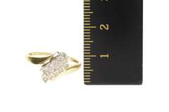 10K Yellow Gold Squared Diamond Bypass Freeform Statement Ring