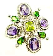 Brilliant Multi-Gemstone Sterling Ring, 11.25