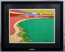 PETER MAX  SHORELINE WITH MOUNTAIN  1972  MAX  SHORELINE WITH MOUNTAIN