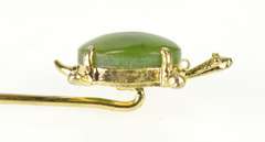 Gold Filled Retro Oval Nephrite Jade 3D Turtle Stick Pin