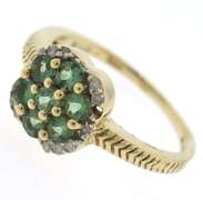 Green Topaz Cluster & Diamond Accent Ring