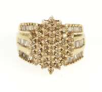 10K Yellow Gold 2.31Ctw Light Brown Diamond Cluster Statement Ring