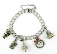 Vintage Sterling Silver Christmas Charm Bracelet