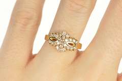 14K Yellow Gold 0.48 Ctw Diamond Scalloped Cluster Engagement Ring