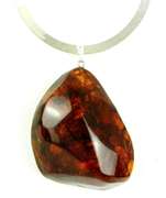 Massive Amber Pendant & Sterling Herringbone Chain