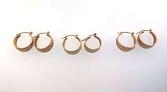 Three Sets of Fancy 14kt Gold Hoops
