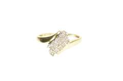 10K Yellow Gold Squared Diamond Bypass Freeform Statement Ring