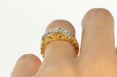 18K Yellow Gold 0.50 Ctw Diamond Ornate Scroll Wedding Band Ring