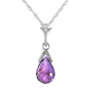 Solid White Gold Necklace Briolette Purple Amethyst