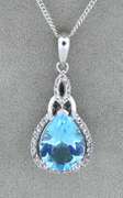 Extremely Elegant Blue & White Topaz Pendant Necklace