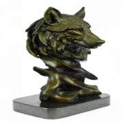 Wild Wolf Bronze Bust Sculpture
