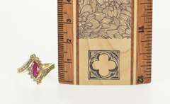 14K Yellow Gold 1.00 Ctw Ruby Diamond Halo Bypass Engagement Ring