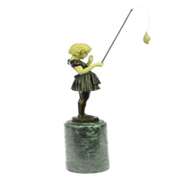Little Girl Fishing Bronze Sculpture