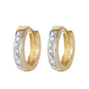 Gold Hoop Huggie Diamonds Earrings
