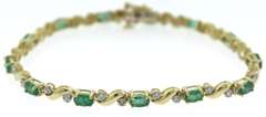 Stunning Emerald and Diamond Accent Line Bracelet