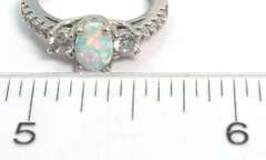 Delightful Opal & CZ Ring in Sterling Silver