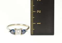 14K White Gold 1.72 Ctw Brilliant Diamond Sapphire Engagement Ring