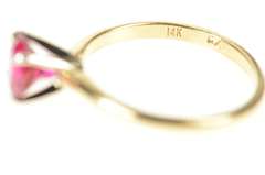 14K Yellow Gold Oval Sim. Ruby Solitaire Classic Statement Ring