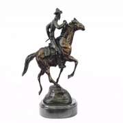 Trooper Bronze Sculpture Man Riding Horse Figurine