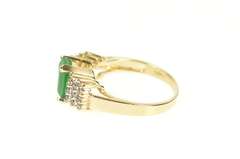 14K Yellow Gold 1.20 Ctw 1950's Emerald Diamond Engagement Ring