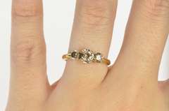 10K Yellow Gold 0.75 Ctw Three Stone Diamond Engagement Ring