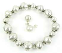 Silpada Hammered Bead Bracelet & Earrings