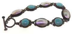 Vintage Gemstone Sterling Toggle Bracelet