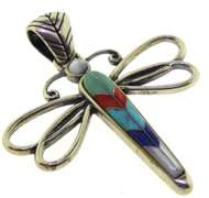 Vintage 925 sterling silver signed dragonfly pendant