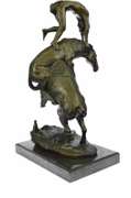 Buffalo and Horse Bronze Sculpture