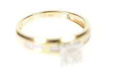 10K Yellow Gold Squared Diamond Cluster Simple Promise Ring