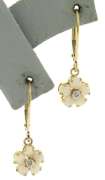 Simple Opal & Diamond Accent Flower Earrings