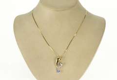 10K Yellow Gold Trillion Tanzanite Two Tone Diamond Swirl Pendant