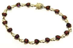 Stunning Yellow Gold Garnet Heart Bracelet