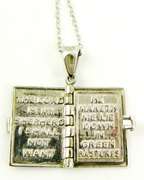 Vintage Sterling Bible w/Prayer Locket & Chain