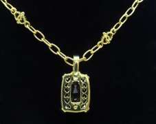 Rare Green Amethyst & Diamond Pendant Necklace in 18k