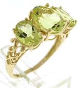Gorgeous Lime Quartz 3 Stone Ring