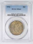 MS63 1916 Walking Liberty Half Dollar - Graded PCGS