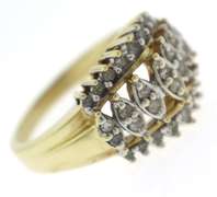 Flashy Yellow Gold Wide Diamond Ring