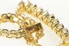 14K Yellow Gold Marquise Sapphire Diamond Accent Box Chain Bracelet