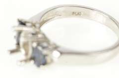 Platinum Oval Prong Sapphire Accent Engagement Setting Ring