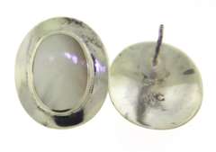 Sterling Silver Oval Mop Earrings