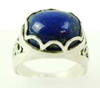 Sterling Filigree Ring with Large Lapis, Size 10