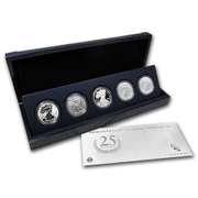 2011 US Mint Eagle 25th Anniv Silver 5 pc Set Box & COA