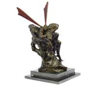 Forest Fairy Bronze Sculpture on Marble Base Figurine