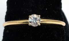 Diamond Solitaire Ring in 14KT Yellow Gold