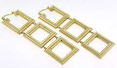 Fabulous 14kt YG Square Dangle Hoop Earrings