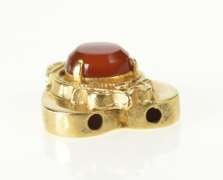 14K Yellow Gold Victorian Carnelian Heart Slide Bracelet Charm/Pendant