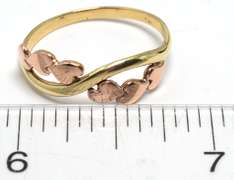 Two Tone Gold Heart Cross Over Ring